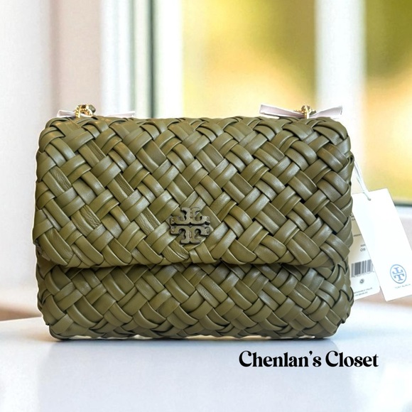 Tory Burch Woven Chain Shoulder Bag Olive Green Leather With Gold Chain NWT - Picture 6 of 13